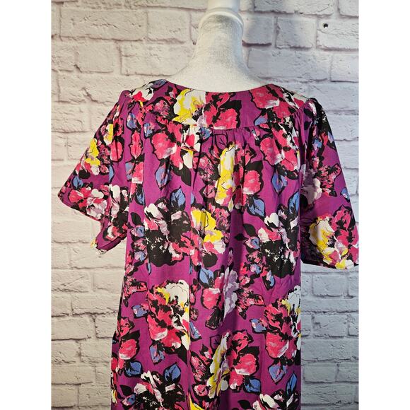 Anthony Richards Purple Floral Mumu Dress Size‎ XL New Lightweight Short Sleeve - Picture 8 of 11